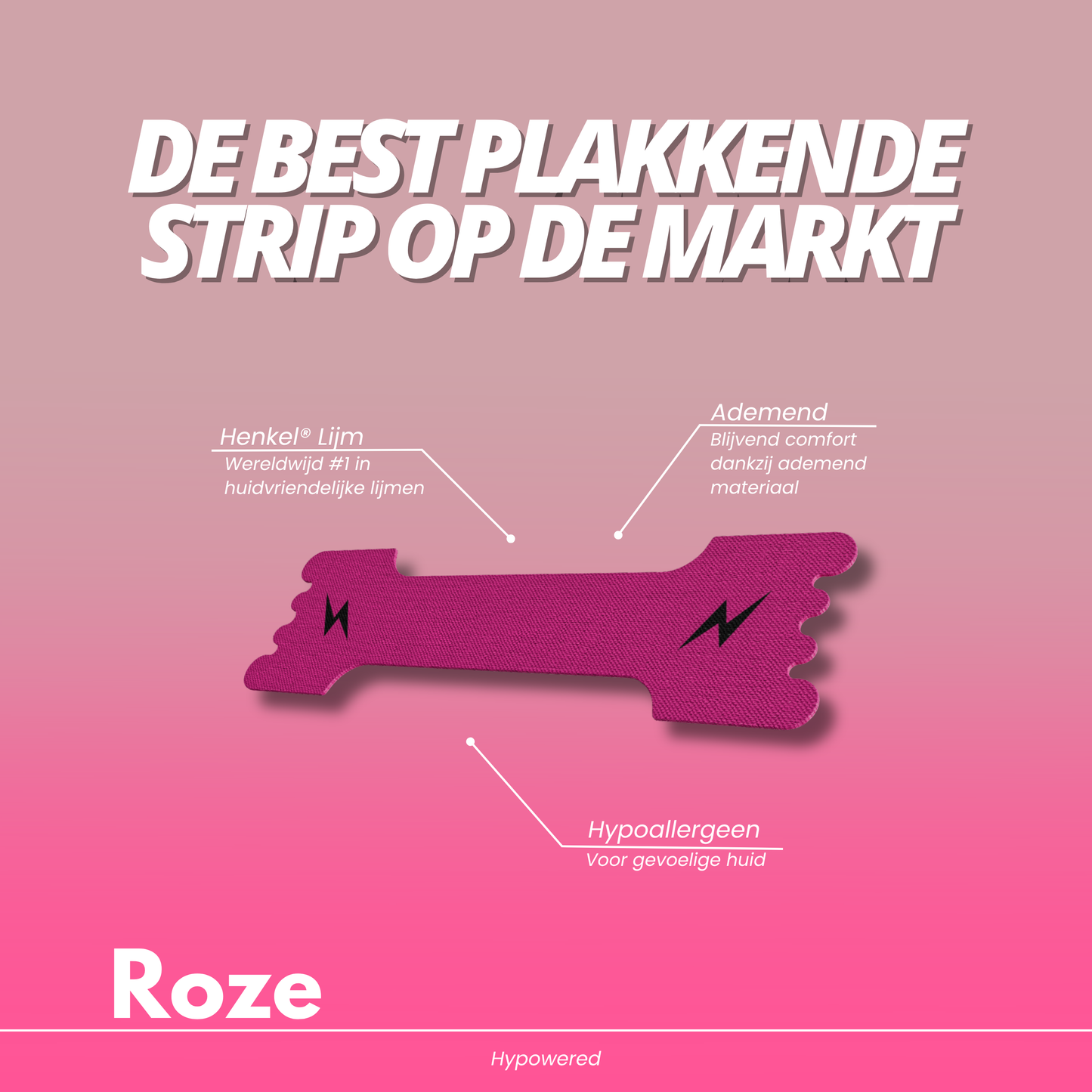 Hypowered neusstrips Roze
